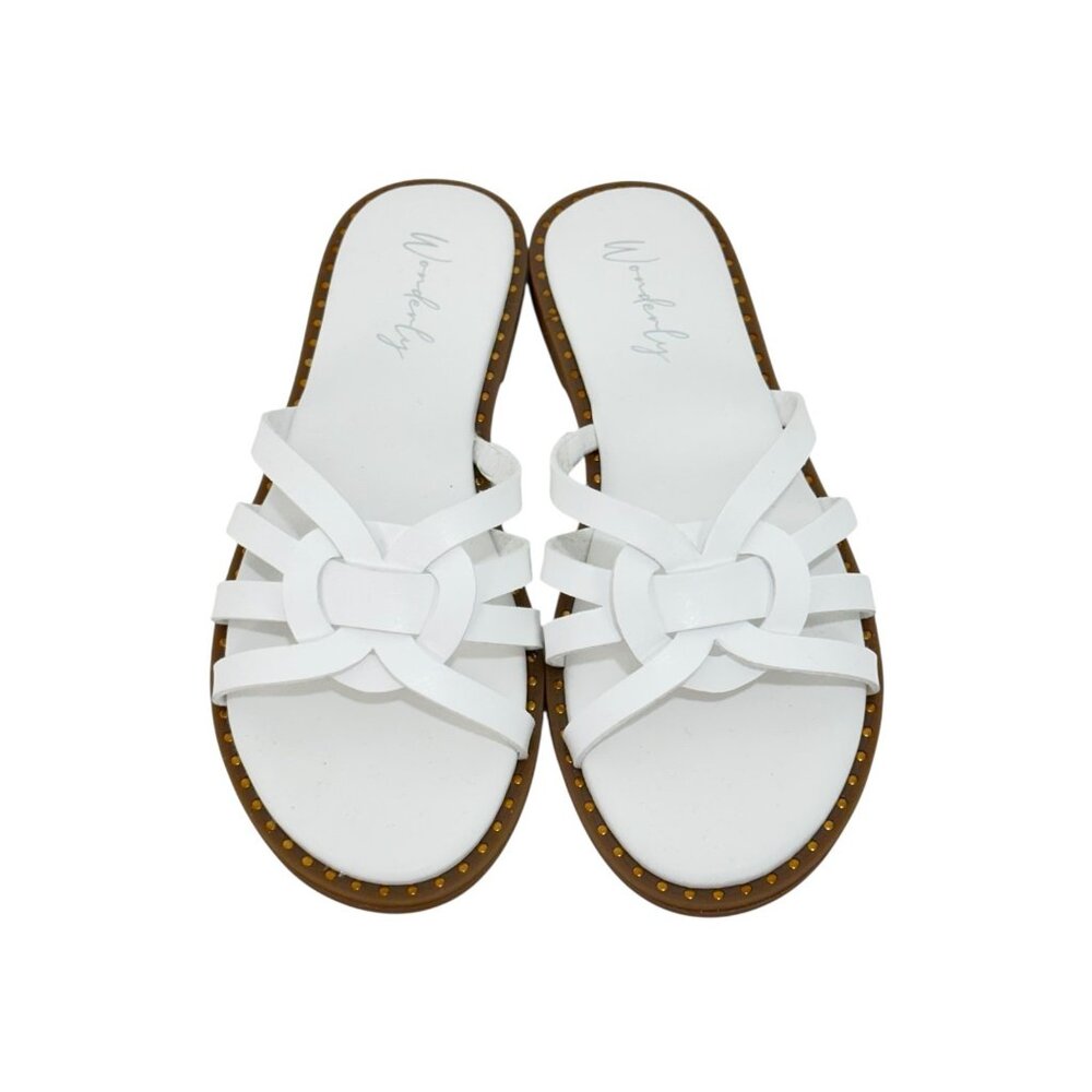 Wonderly Tara Womens White Woven Slide Sandals Size 7.5 Faux Leather - Picture 12 of 13